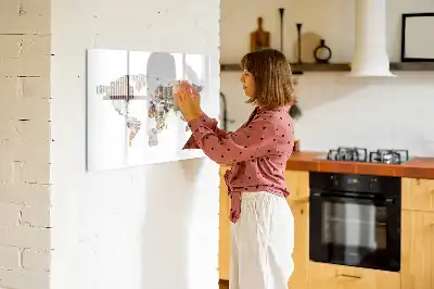 Tablă magnetică cu ștergere uscată cu hartă din litere colorate