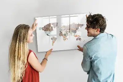 Tablă magnetică cu ștergere uscată cu hartă din litere colorate