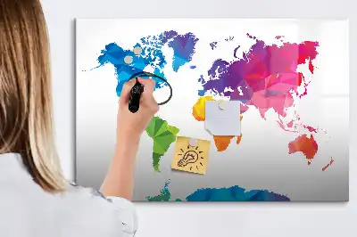 Tablă magnetică cu ștergere uscată cu hartă a lumii abstractă