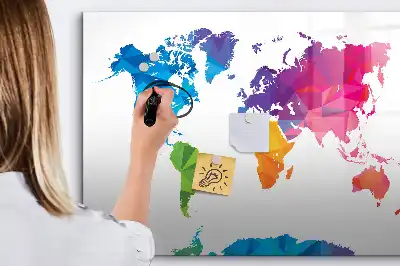 Tablă magnetică cu ștergere uscată cu hartă a lumii abstractă
