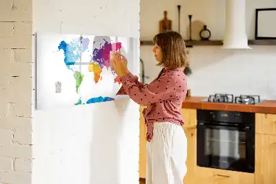 Tablă magnetică cu ștergere uscată cu hartă a lumii abstractă