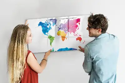 Tablă magnetică cu ștergere uscată cu hartă a lumii abstractă