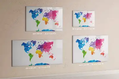 Tablă magnetică cu ștergere uscată cu hartă a lumii abstractă