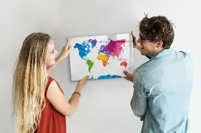 Tablă magnetică cu ștergere uscată cu hartă a lumii abstractă
