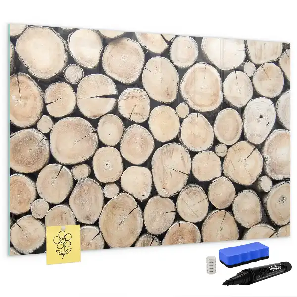 Tablă magnetică cu ștergere uscată cu aspect de trunchiuri de copac tăiate