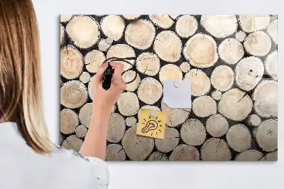 Tablă magnetică cu ștergere uscată cu aspect de trunchiuri de copac tăiate