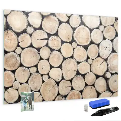 Tablă magnetică cu ștergere uscată cu aspect de trunchiuri de copac tăiate