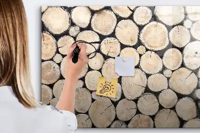 Tablă magnetică cu ștergere uscată cu aspect de trunchiuri de copac tăiate
