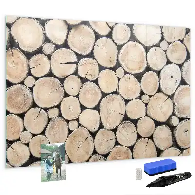Tablă magnetică cu ștergere uscată cu aspect de trunchiuri de copac tăiate