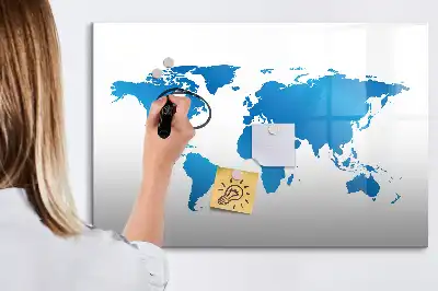 Tablă magnetică cu ștergere uscată cu harta lumii