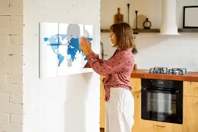 Tablă magnetică cu ștergere uscată cu harta lumii