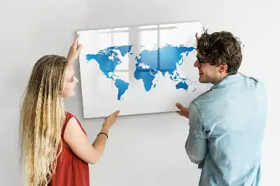 Tablă magnetică cu ștergere uscată cu harta lumii