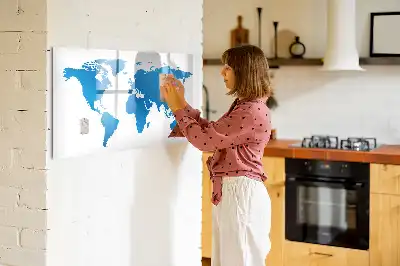 Tablă magnetică cu ștergere uscată cu harta lumii