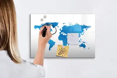 Tablă magnetică cu ștergere uscată cu harta lumii