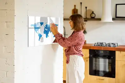 Tablă magnetică cu ștergere uscată cu harta lumii