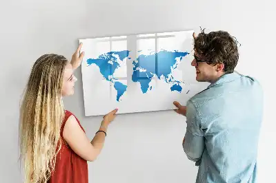 Tablă magnetică cu ștergere uscată cu harta lumii