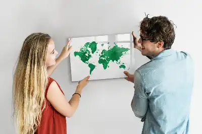 Tablă magnetică cu ștergere uscată cu harta verde a lumii