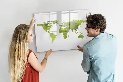 Tablă magnetică cu ștergere uscată cu model hartă a lumii în acuarelă