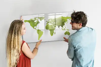 Tablă magnetică cu ștergere uscată cu model hartă a lumii în acuarelă