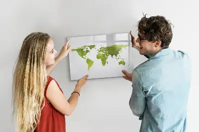 Tablă magnetică cu ștergere uscată cu model hartă a lumii în acuarelă