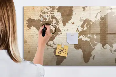 Tablă magnetică cu ștergere uscată cu hartă a lumii pictată