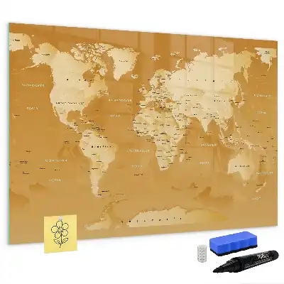 Tablă magnetică cu ștergere uscată model harta lumii
