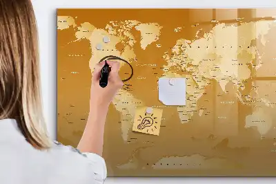 Tablă magnetică cu ștergere uscată model harta lumii