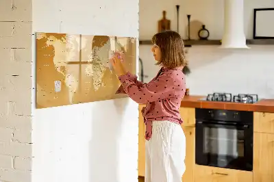Tablă magnetică cu ștergere uscată model harta lumii