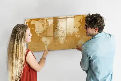 Tablă magnetică cu ștergere uscată model harta lumii