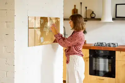 Tablă magnetică cu ștergere uscată model harta lumii