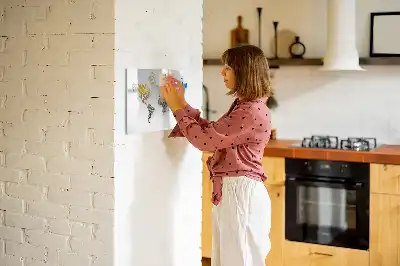 Tablă magnetică cu ștergere uscată cu hartă a lumii imprimată pe material textil
