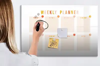Tablă magnetică cu ștergere uscată planificator săptămânal
