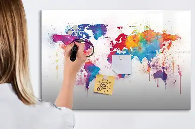 Tablă magnetică cu ștergere uscată cu hartă a lumii