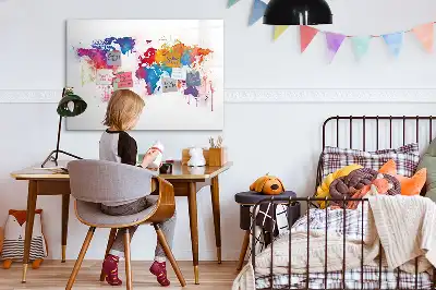 Tablă magnetică cu ștergere uscată cu hartă a lumii