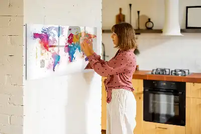 Tablă magnetică cu ștergere uscată cu hartă a lumii