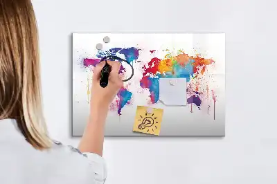 Tablă magnetică cu ștergere uscată cu hartă a lumii