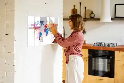 Tablă magnetică cu ștergere uscată cu hartă a lumii