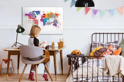 Tablă magnetică cu ștergere uscată cu hartă a lumii