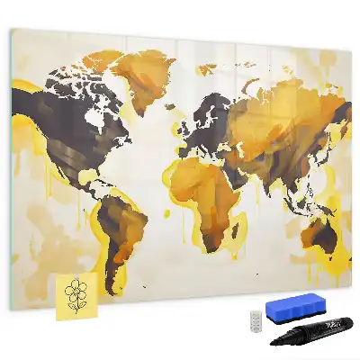 Tablă magnetică cu ștergere uscată cu model de hartă a lumii abstractă