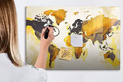 Tablă magnetică cu ștergere uscată cu model de hartă a lumii abstractă