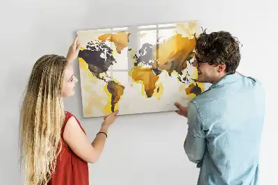 Tablă magnetică cu ștergere uscată cu model de hartă a lumii abstractă
