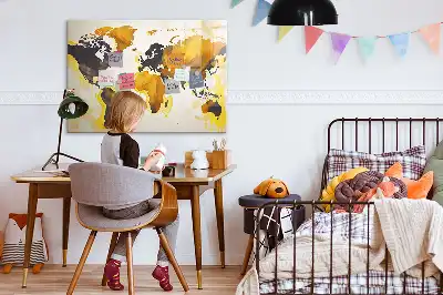Tablă magnetică cu ștergere uscată cu model de hartă a lumii abstractă
