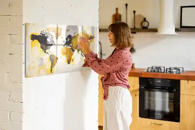 Tablă magnetică cu ștergere uscată cu model de hartă a lumii abstractă