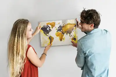 Tablă magnetică cu ștergere uscată cu model de hartă a lumii abstractă