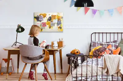 Tablă magnetică cu ștergere uscată cu model de hartă a lumii abstractă