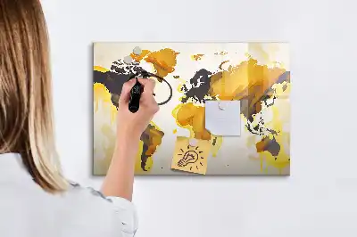 Tablă magnetică cu ștergere uscată cu model de hartă a lumii abstractă