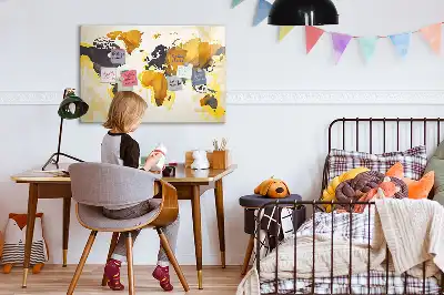 Tablă magnetică cu ștergere uscată cu model de hartă a lumii abstractă