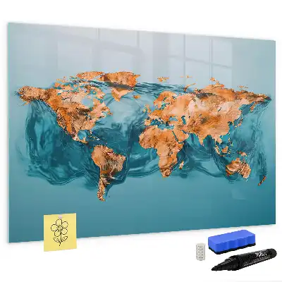 Tablă magnetică cu ștergere uscată harta lumii abstractă