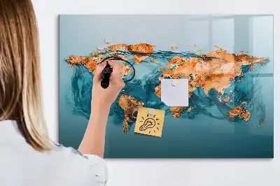 Tablă magnetică cu ștergere uscată harta lumii abstractă