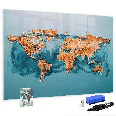 Tablă magnetică cu ștergere uscată harta lumii abstractă
